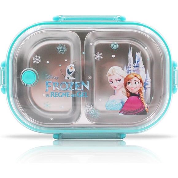 FINEX Frozen Blue Bento Box Set with Lid & Spoon Princess Elsa Anna Olaf Snowman - Picture 1 of 4